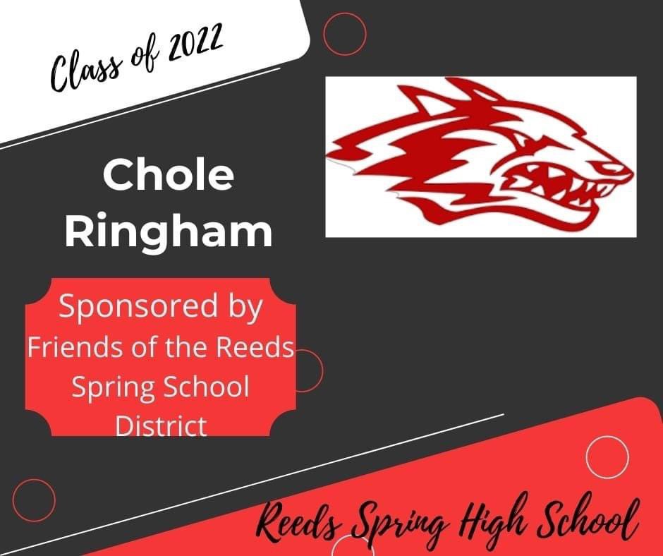This afternoon we feature Senior Chloe Ringham.  Chloe is sponsored by Reeds Spring School District.