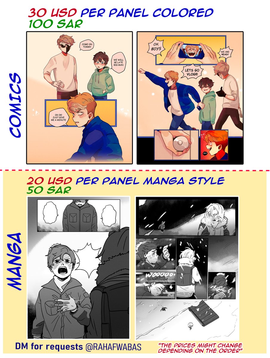 Commissions art are open \ طلبات الرسم مفتوحة

payments on PayPal

STC PAY \ او تحويل بنكي للريال

DM me for any questions \ رسائل خاصة لاستفسارات

Emil: rahafwabas.business@gmail.com 

#commission #commissionart #character_design #comic #manga #storyboard #illustration 
