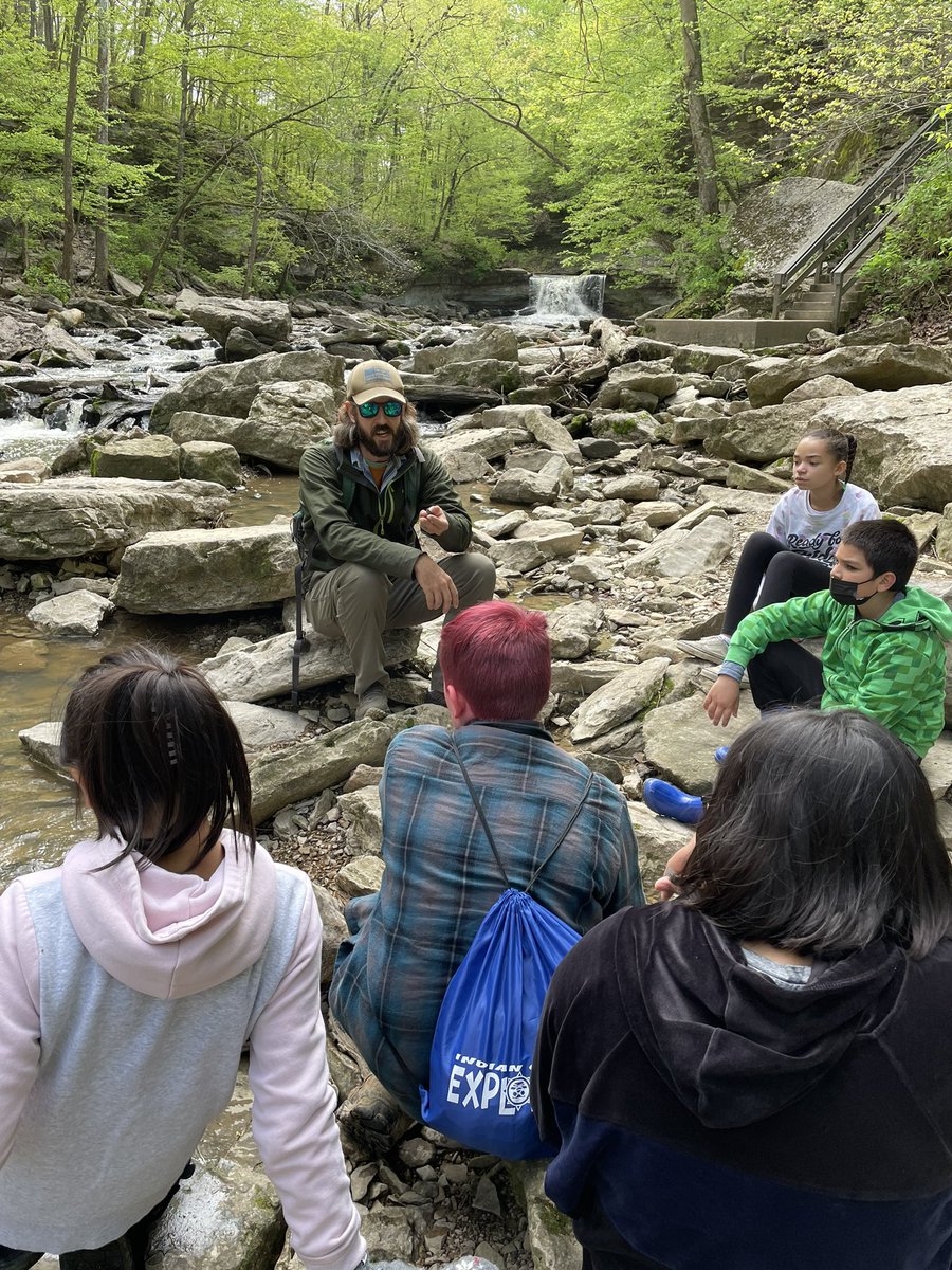 MissCarrGrade1's tweet photo. Doing what we do best - exploring!! Indian Creek @CamptownIndy had a beautiful last hike at McCormick’s Creek State Park. https://t.co/0rWsmlXEWy