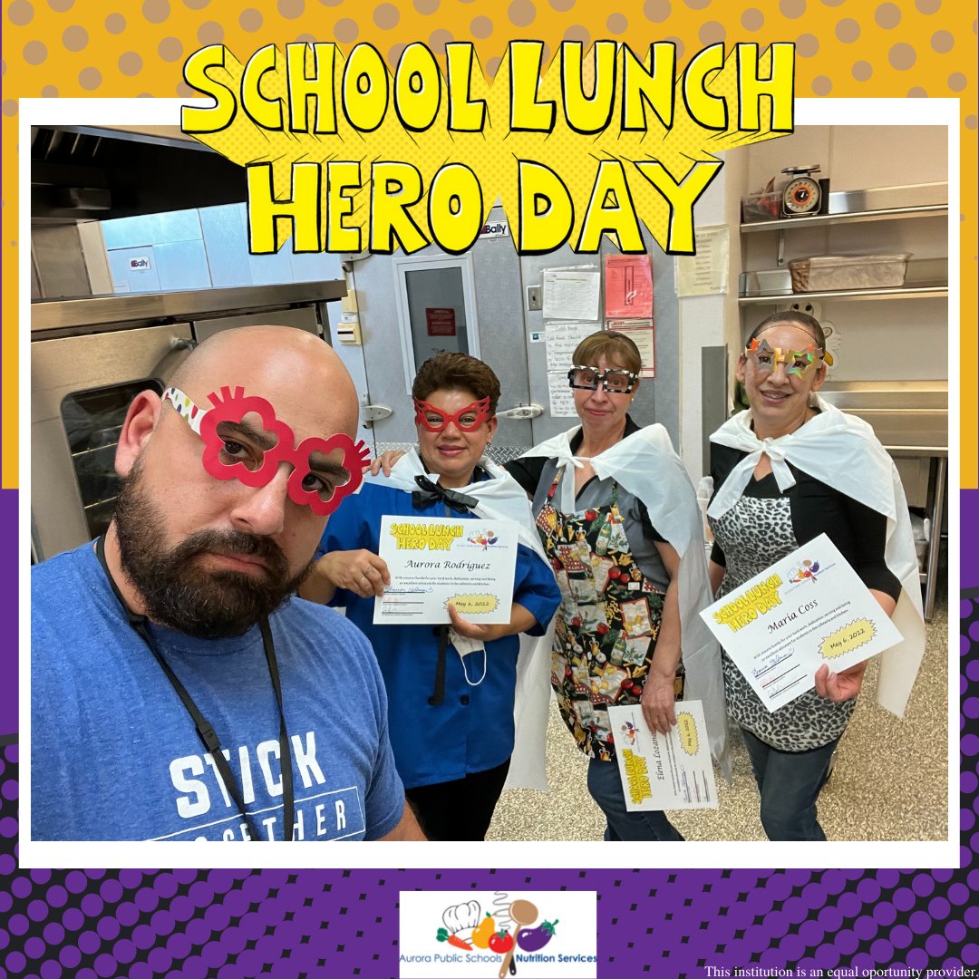 apsnutritionk12's tweet photo. 3/3 The A-TEAM celebrated being A-MAZING on School Lunch Hero Day yesterday!
@SchoolLunch #schoollunchheroday #slhd22 @aurorak12 https://t.co/FvvLRERdZQ
