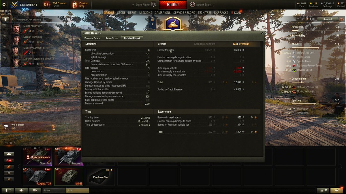 MathgasmNet's tweet photo. @worldoftanks IGN: Gauss04
Vehicle:  M4-85
Base XP: 573
Server:     NA
Tier V M4-85 was not a favorite since I mostly play 10s and was too cheap to outfit it. https://t.co/zVePMlkpPR