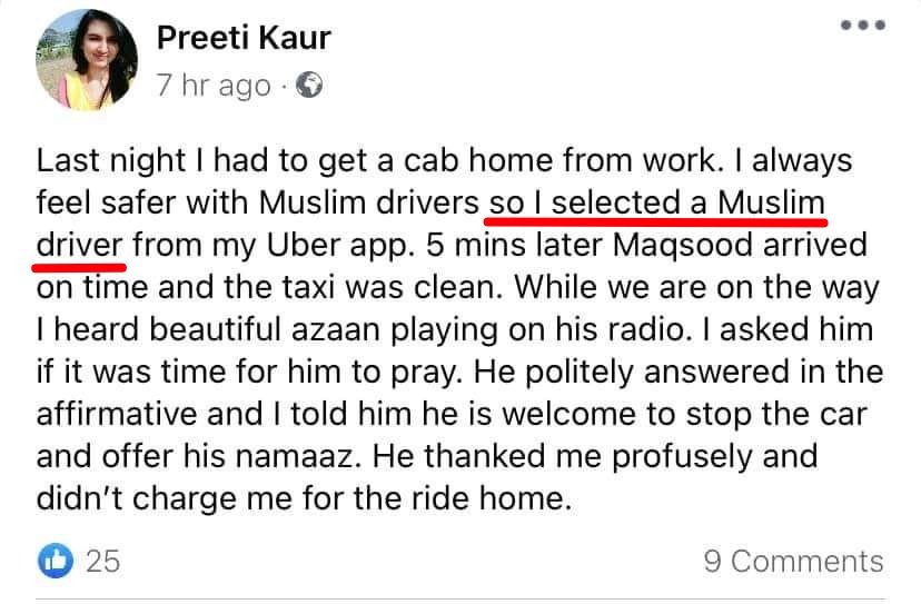 Spoof_Junkey's tweet photo. Hello @Uber_Support @Uber you have an option to select drivers on basis of their religion? Shameful if it is true! if not true then please condemn such fake stories. https://t.co/oYgAYcrBzl