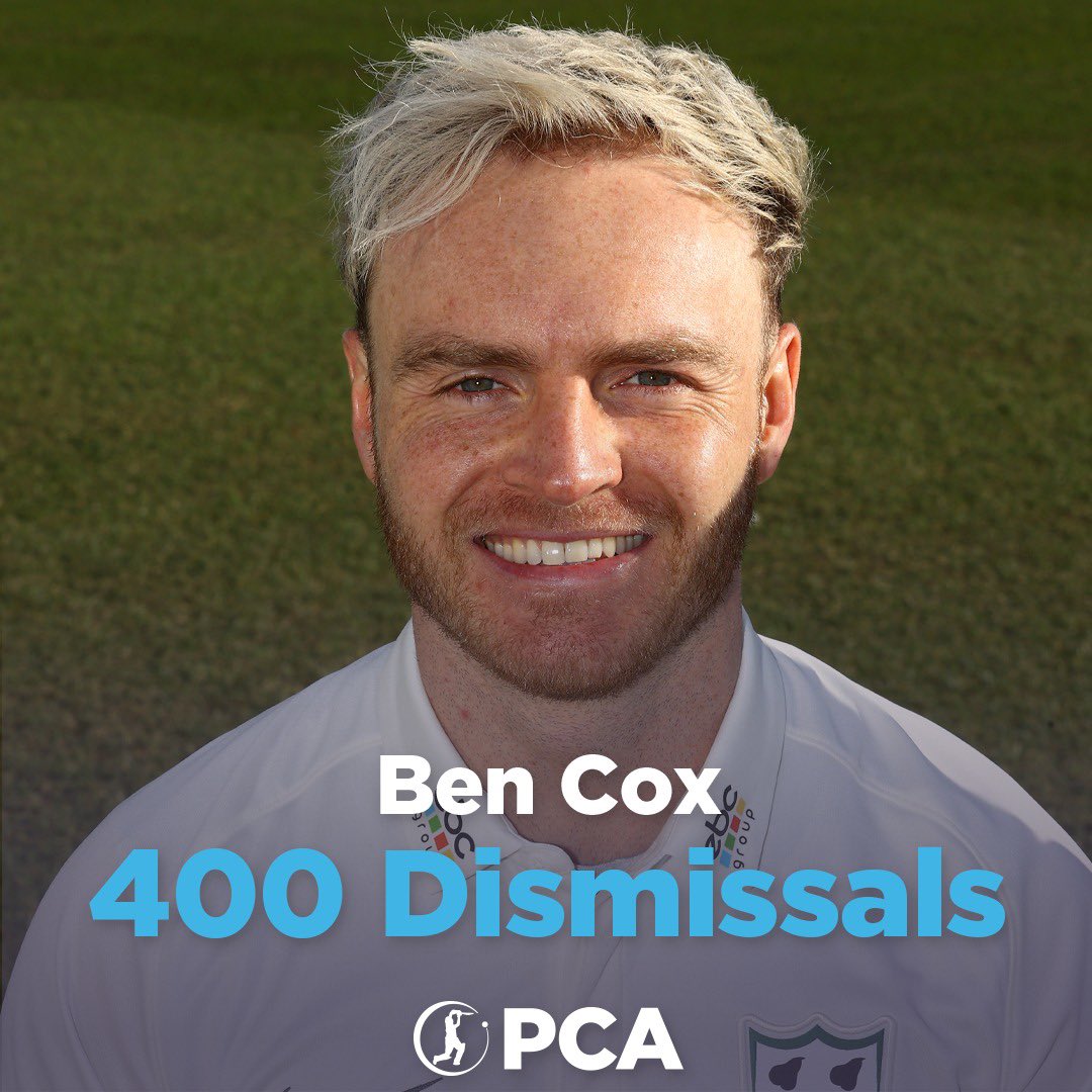 Dismissal number 4️⃣0️⃣0️⃣ in First-Class cricket for our joint <a href="/WorcsCCC/">Worcestershire CCC</a> rep!

3️⃣8️⃣5️⃣ Catches
1️⃣5️⃣ Stumpings

Big numbers, <a href="/BenCox10/">Ben Cox</a>!

#LVCountyChamp