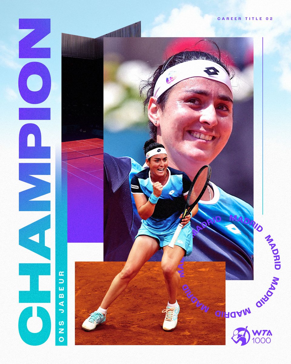 🏆 ¡Vam-ONS! 🏆

🇹🇳 <a href="/Ons_Jabeur/">Ons Jabeur</a> defeats Pegula 7-5, 0-6, 6-2 in Madrid to become the first Arab winner of a WTA 1000 title!

#MMOPEN
