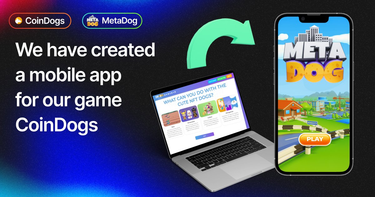 CoinDogs's tweet photo. We have created a mobile app for our #game Coindogs. Do you want to evaluate its modern bright #design , compare it with the browser version, in a word, become one of the first? Want to try yourself as a #tester ? Go to the discord and sign up for the Private Test.
#nftgame https://t.co/xqBnp4FplN