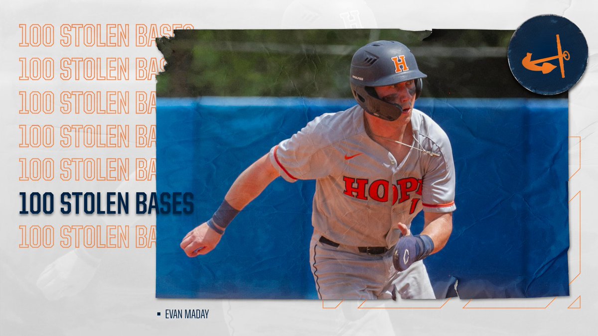 HopeAthletics's tweet photo. With a sixth-inning stolen base, senior Evan Maday has reached 100 stolen bases for his career. The center fielder and civil engineering major is the first member of the Flying Dutchmen to accomplish the feat. #BeStrongBeTrue https://t.co/4m2lszEzn8