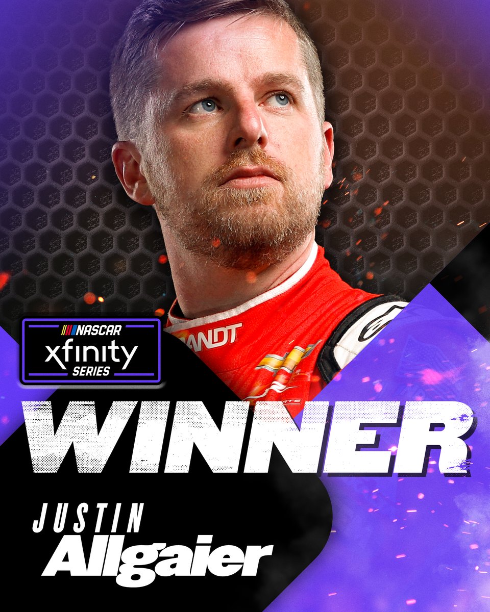 RETWEET to congratulate <a href="/J_Allgaier/">Justin Allgaier</a> on his WIN at <a href="/TooToughToTame/">Darlington Raceway</a>! #NASCAR