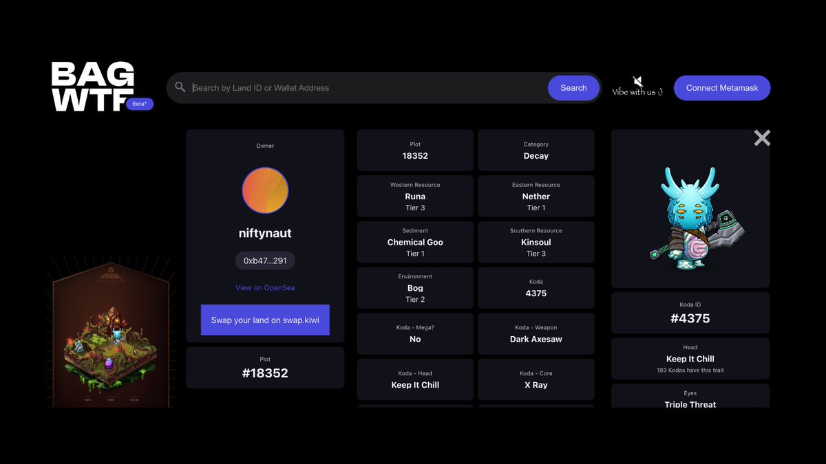 niftynaut's tweet photo. today we released

https://t.co/vqeeBBqgnY
your inventory for the metaverse

With bag you can see your gaming NFTs at a glance. For now we test it exclusively with @OthersideMeta from @yugalabs. https://t.co/pOLMqpzg5f