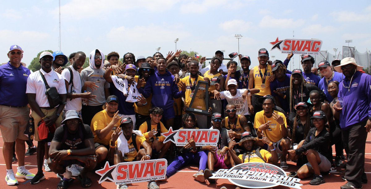 theswac's tweet photo. Congratulations to the Prairie View A&amp;M Panthers (@PVAMUPanthers) for claiming the 2022 SWAC Men’s Outdoor Track and Field Championship Title #BuildingChampionsForLife https://t.co/8rQx6048dw