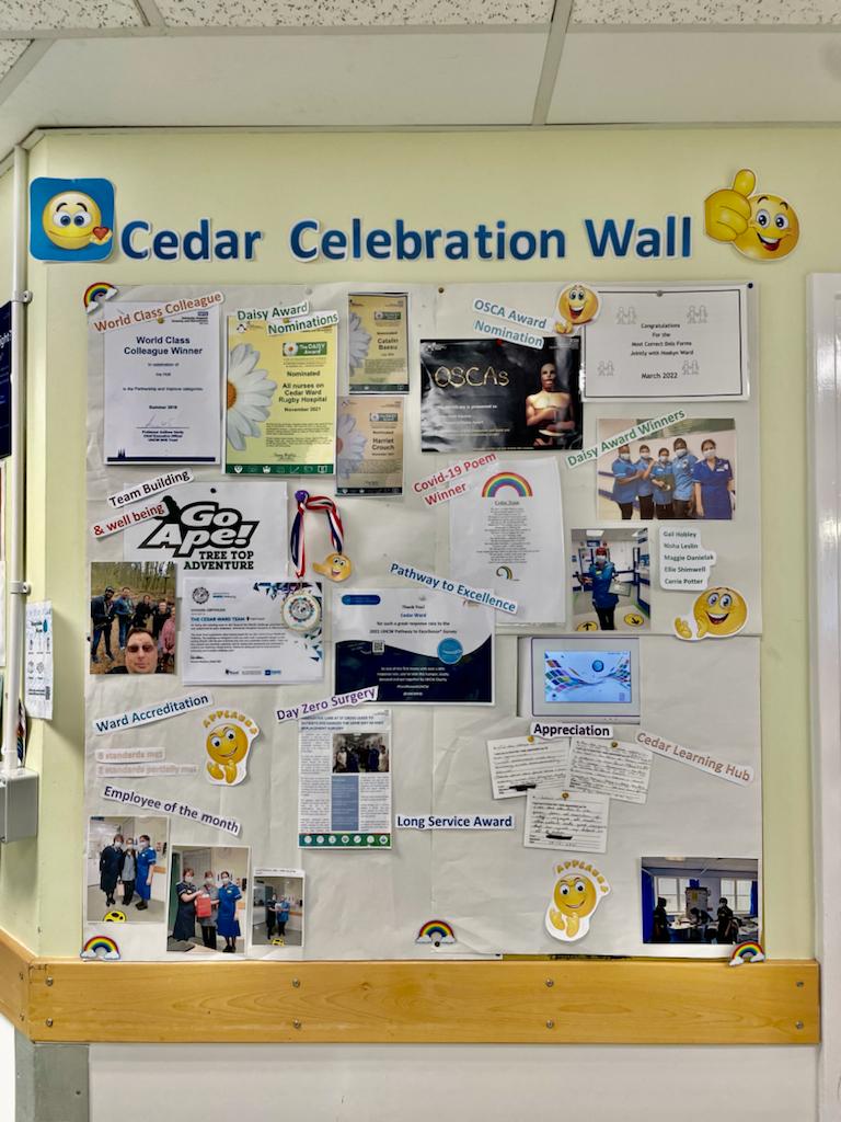 Gayle2582's tweet photo. @UHCW_TraumaNeur showing examples of what we're proud of. The staff on this ward have had alot to celebrate showcasing Daisy award winners and nominations as well as worldclass colleague #teamneuro #trauma #patientfirst #whatajourney https://t.co/VbCMqZsKCw