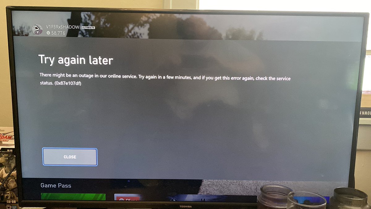 timinator87's tweet photo. @XboxSupport again…. this is getting out of hand. Tried to load into Destiny 2 and Ace Combat 7 (both digital downloads) and this same ish that went on for a good chunk of yesterday is hitting again? https://t.co/KJ4NHtW6eE