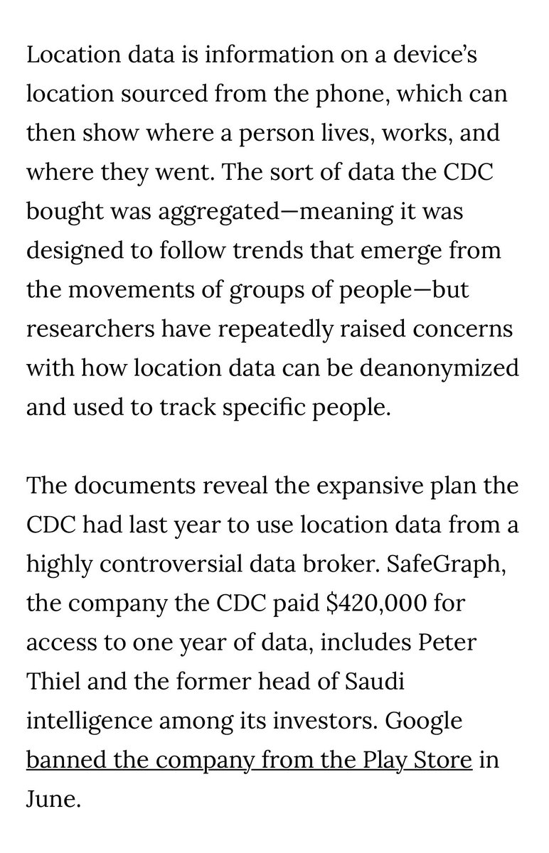 drsimonegold's tweet photo. The CDC tracked millions of phones to monitor how Americans were following Covid mandates.

First they locked you down. Then they conducted mass-surveillance to ensure of your compliance.

This is tyrannical. https://t.co/x6KqzVpLzM
