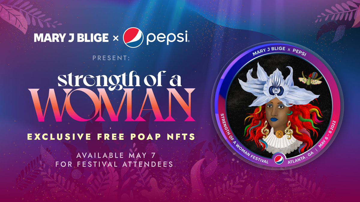 VarvaraAlay's tweet photo. I'm excited to unveil the design of the POAP that I created in partnership with @Pepsi x @maryjblige for the Strength of a Woman Summit. The influence behind this unique piece of art is that women can be empowered through an unapologetic love of music. 
#SOAW2022 #PepsiPartner https://t.co/Y9aqKOY23e