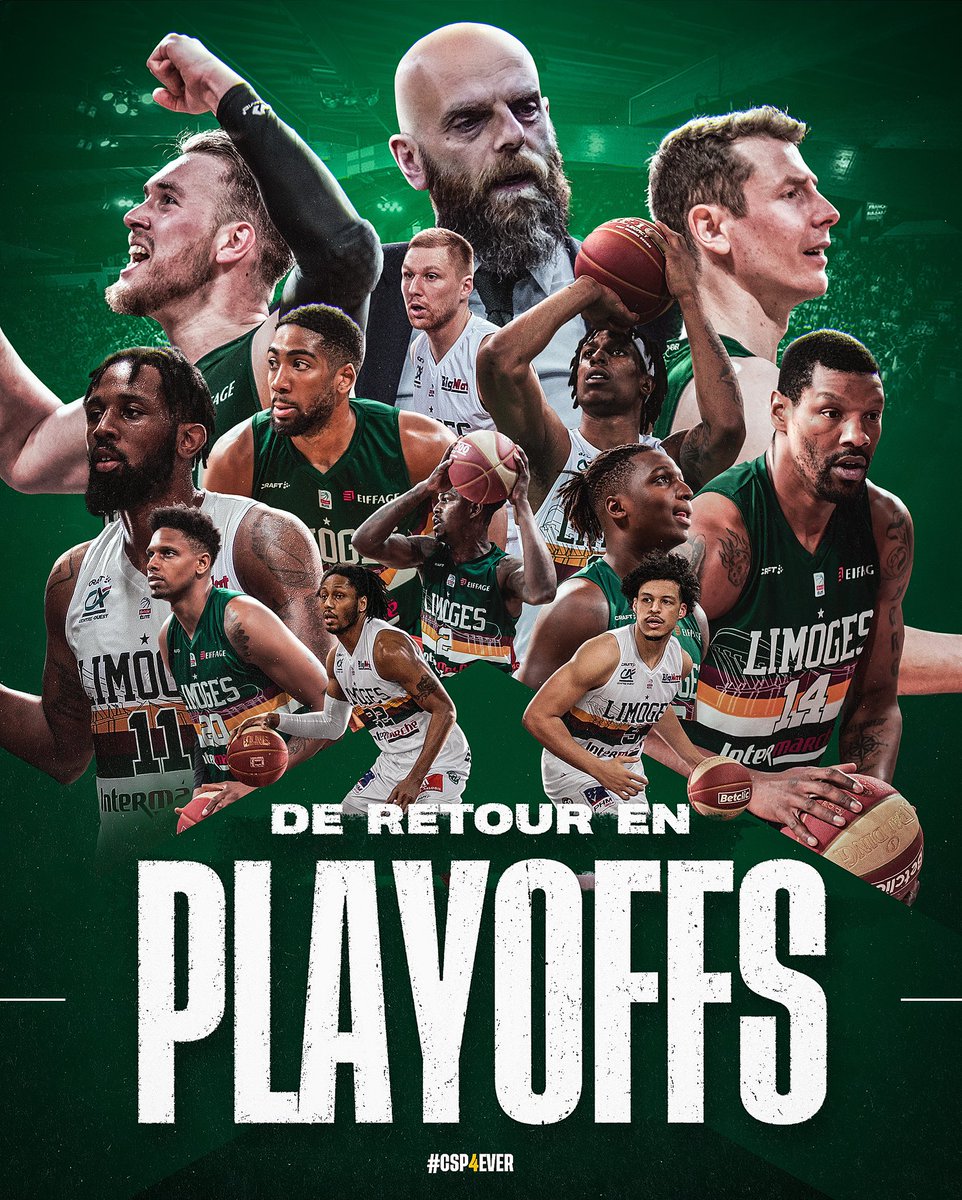 ✅ L’objectif de la saison est officiellement atteint !!!
Après deux saisons sans, le club retrouve enfin le chemin des Playoffs 💚
#CSP4ever