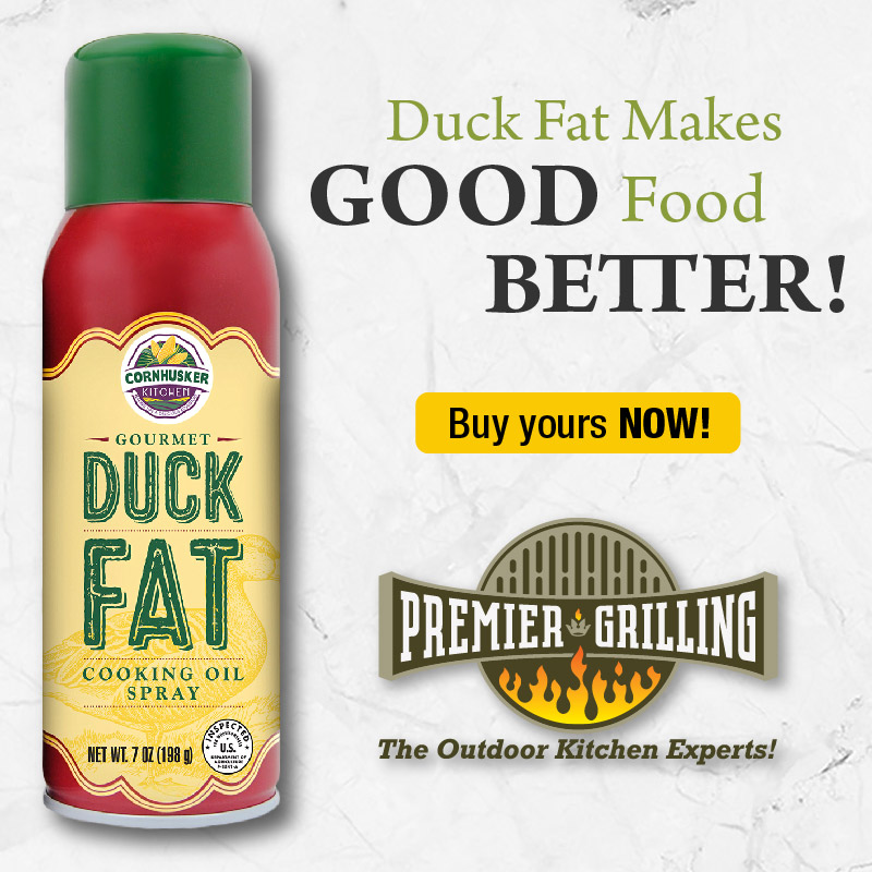 PremierGrilling's tweet photo. Cornhusker Kitchen's Duck Fat Spray Makes Good Food Better. With its super high smoke point of 380°, Premium Rendered Duck Fat Spray is the Chefs choice and allows you to seal in the natural, juicy flavor of meats while creating a quick, to-die-for sear. https://t.co/003Xil3FpM https://t.co/B5ZOjplvjy