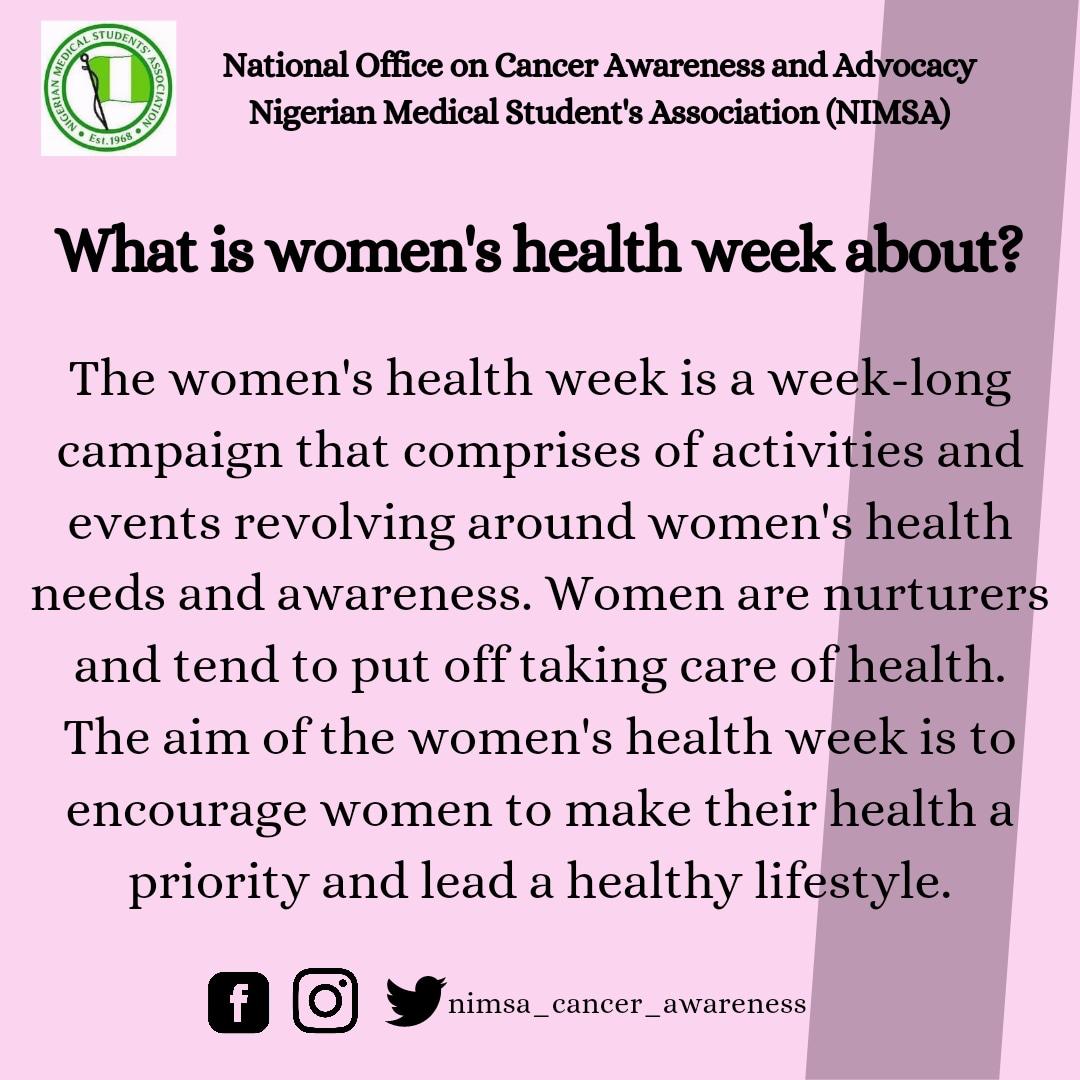 NimsacancerA's tweet photo. The Technical Office on @NimsacancerA

We all have a role to play.
Play your role and save a woman today.

Happy Women’s Health Week! https://t.co/5GmYDm7TJ2