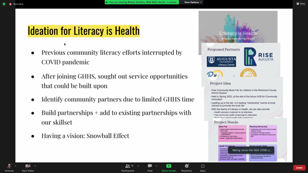 GoldFdtn's tweet photo. The Partners in Change: Collaborations in Community Engagement Initiatives at #GoldConference22 highlights 2 innovative #GHHS chapter projects. Kudos to Stephanie Abazie, @Noelle2Jamie, Bharat Sanders, @latarshadtaylor on making a difference!
#meded #MedStudentTwitter #medtwitter https://t.co/0XCTSkBxN8