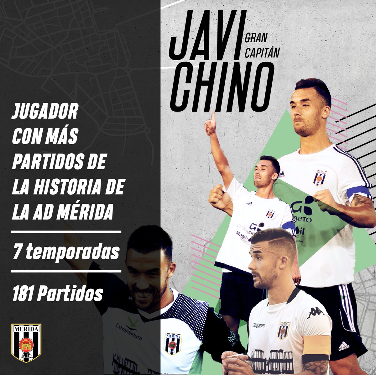Merida_AD's tweet photo. © Mañana nos visita ‘nuestro’ @JaviChino18 

⚽️ El futbolista con más partidos de la historia del @Merida_AD 

⚪️⚫️ En el Romano le daremos la gran ovación que se merece 👏🏽

#MéridaMontijo https://t.co/oeParfQt1D