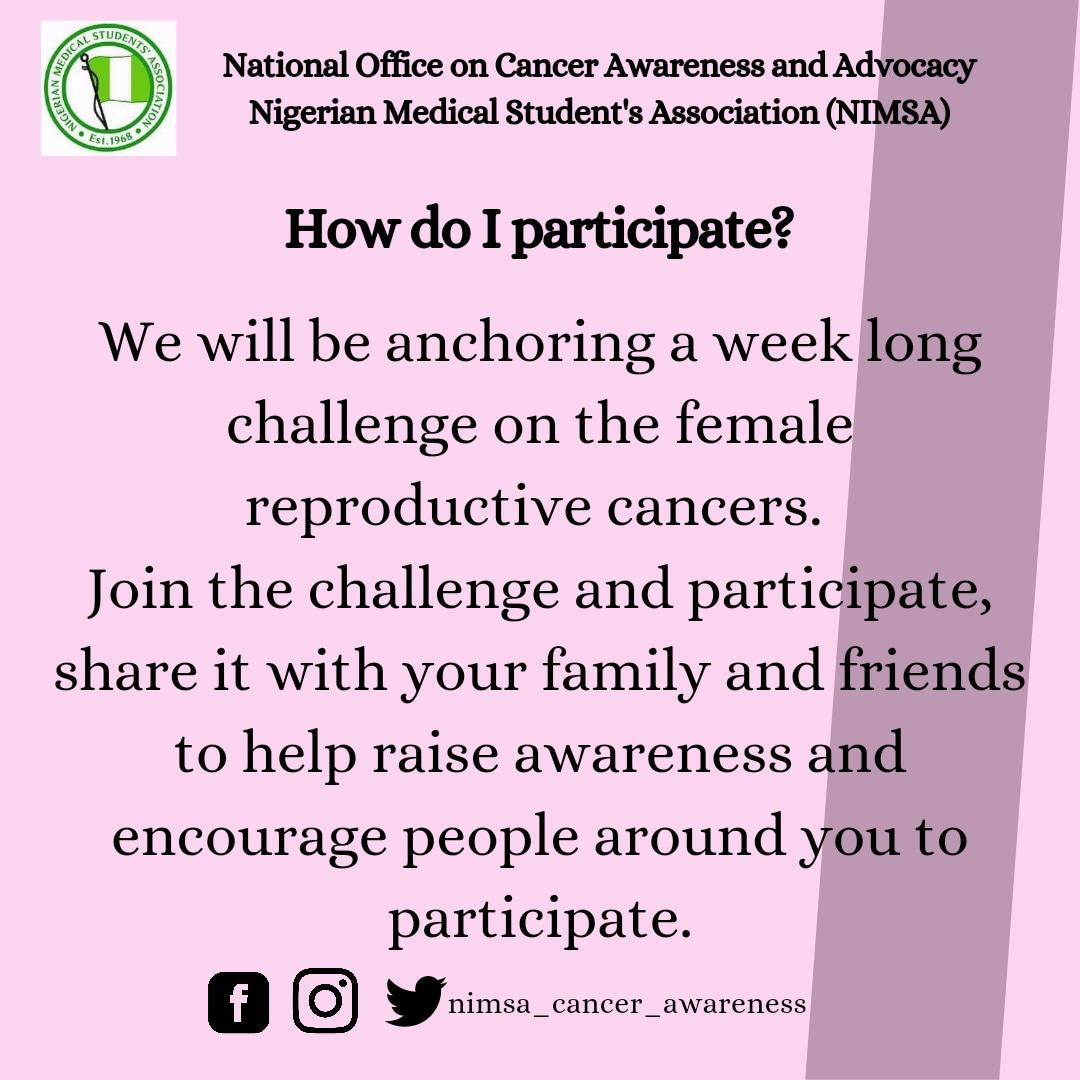 NimsacancerA's tweet photo. The Technical Office on @NimsacancerA

We all have a role to play.
Play your role and save a woman today.

Happy Women’s Health Week! https://t.co/5GmYDm7TJ2