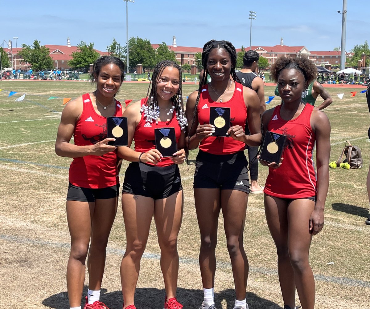 NWOSUAthletics's tweet photo. Rangers 4x100 Relay- Lacy, Brantley, Hilton, and Olalere sets a new school record and places 3rd in the GAC Championships with a time of 47.42! 
#RRR https://t.co/QNmMJbABlt