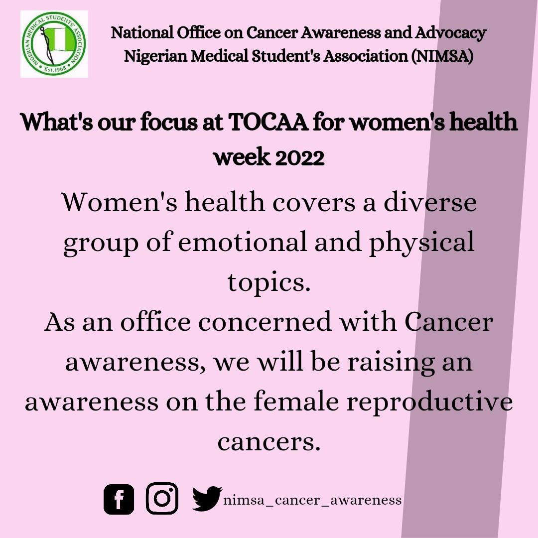 NimsacancerA's tweet photo. The Technical Office on @NimsacancerA

We all have a role to play.
Play your role and save a woman today.

Happy Women’s Health Week! https://t.co/5GmYDm7TJ2