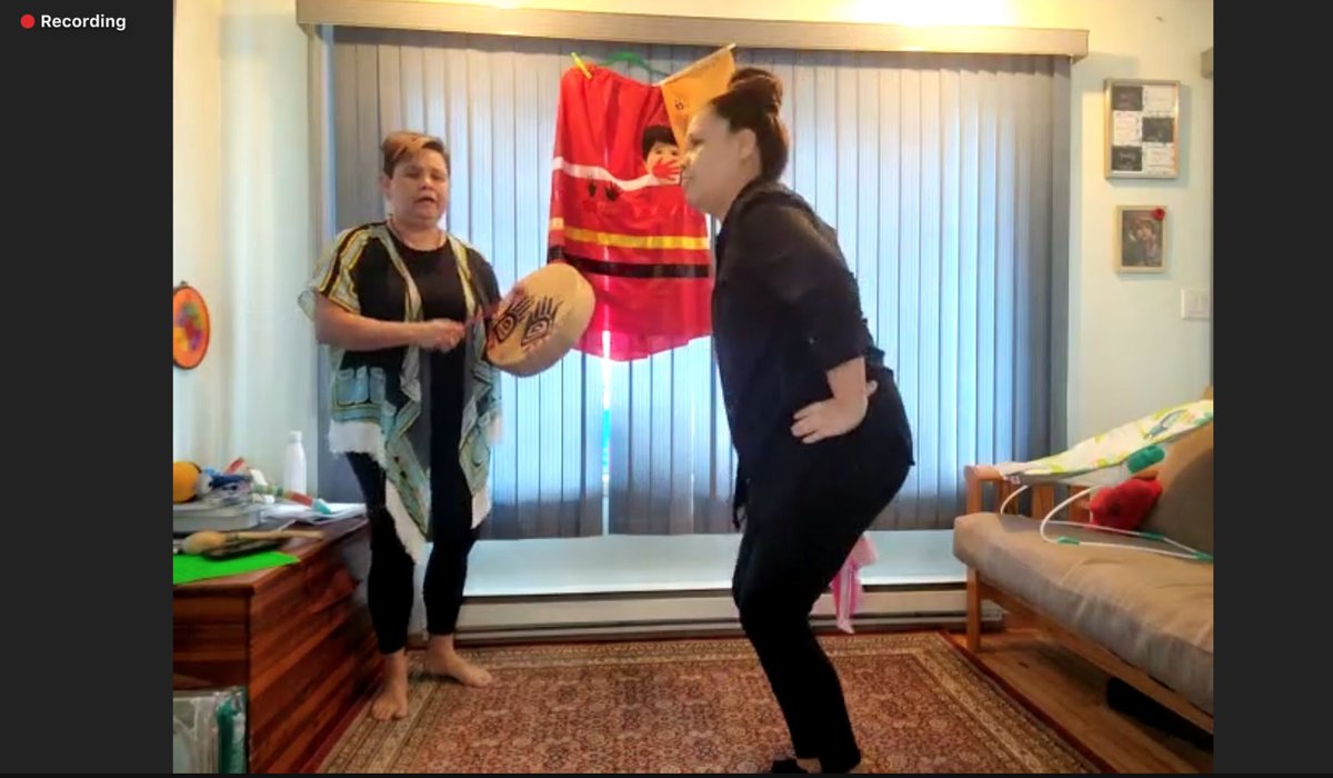 IndigenousPACC's tweet photo. Thank you to Laureen Weget and her dancers for such a fun and interactive session on Gitxsan Aerobics!  Enjoy some pictures featuring traditional dancing and music from their presentation.  

#NIPAW2022 #IPACC https://t.co/rvaoxyNlAg