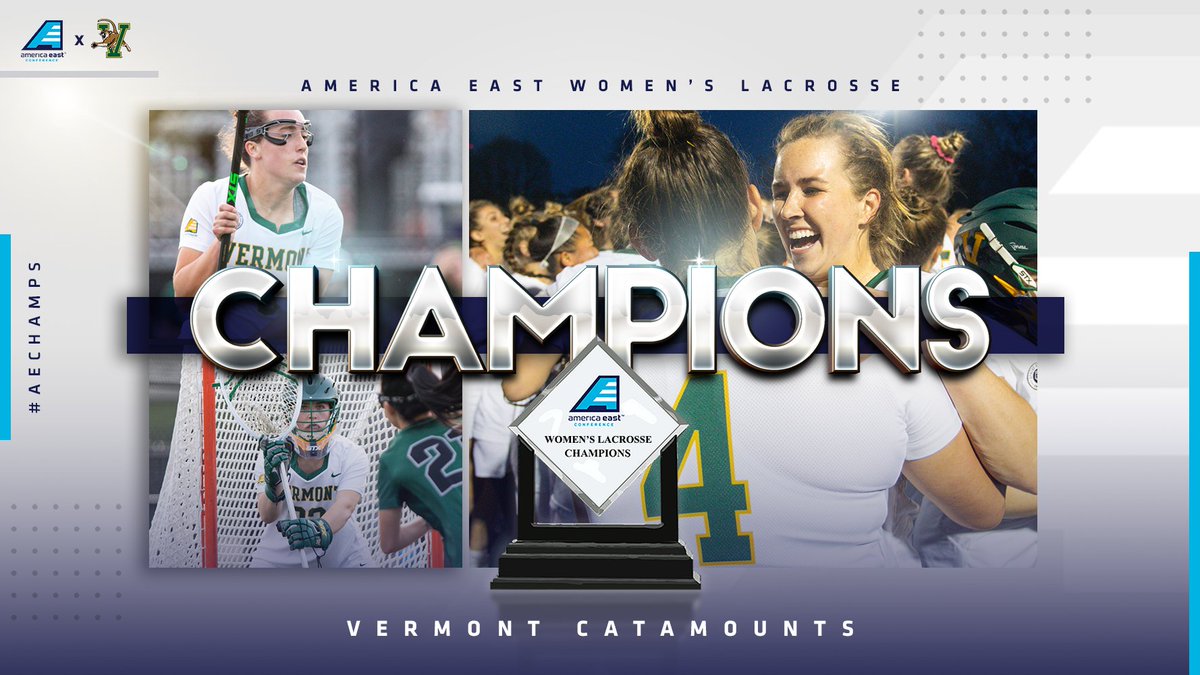 First school in <a href="/AmericaEast/">America East</a> history to complete the Lacrosse Double! Congratulations to <a href="/UVMmlax/">UVM Men's Lacrosse</a> &amp; <a href="/UVMwlax/">UVM Women's Lacrosse</a> what a Championship Saturday in Catamount Country.

<a href="/UVMathletics/">UVM Athletics</a> with a program record five <a href="/AmericaEast/">America East</a> titles this year!
#ThisIsVermont