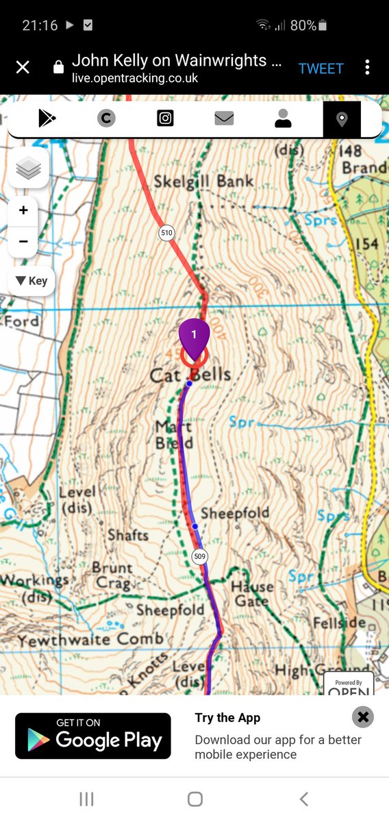 jim1109_uk's tweet photo. @RndmForestRunnr And there it is. The final fell.

"Just" those final kms to Moot Hall.

Mr Kelly, you are a machine. It has been a pleasure to be one of your many dot watchers. https://t.co/OYonKf4lTS