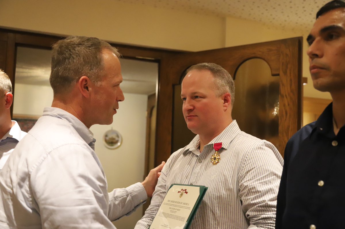 VCorps's tweet photo. Last night, Lt. Gen. Kolasheski, CG, V Corps, presented Col. Crooks, Chief of Staff, Col. Dunlap, SJA, Col. Welsh, G39, &amp; Col. Medlin, G1, with the Legion of Merit for their contributions to the corps! Thank you for your service, Gentlemen! May #Victory follow you! #ItWillBeDone https://t.co/q2XeVsLZuP