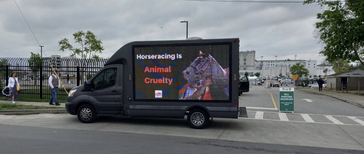 racingwrongs's tweet photo. Horseracing Wrongs billboard trucks at the Kentucky Derby right now! 🚫🏇🏼🚫🏇🏼 https://t.co/TyVELkRjI3