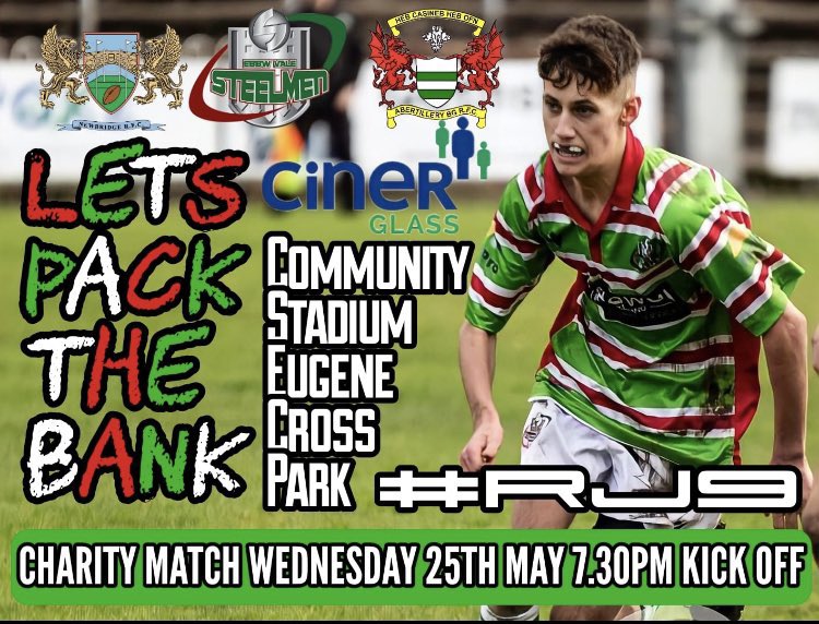 Calling supporters &amp; Rugby Community to support the Ryan Jones Fundraising Fixture <a href="/evrfc/">Ebbw Vale Rugby</a> 

Full story evrfc.co.uk/ryan-jones-fun…

Let’s spread the word 
<a href="/YouthNewbridge/">NEWBRIDGE YOUTH</a> <a href="/MERTHYRYOUTH1/">Merthyr Rfc Youth</a> <a href="/ebbwyouth/">Ebbw Vale RFC Youth</a> <a href="/Abertillery_BG/">Abertillery BG RFC</a> <a href="/AllWalesSport/">All Wales Sport</a> <a href="/philsteele1/">Phil Steele</a> <a href="/simonrug/">Simon Thomas Rugby</a> <a href="/WelshRugbyUnion/">Welsh Rugby Union 🏴󠁧󠁢󠁷󠁬󠁳󠁿</a> 

#rj9 ❤️🤍💚