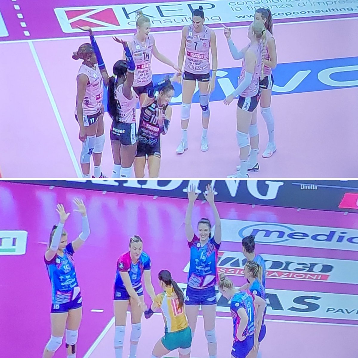 darkokerim's tweet photo. È una @ImocoVolley 💛 in formato #bestoftheworld quella che si porta avanti nelle gare #scudetto ma la @VeroVolleyMonza 🧡 non deve mollare che la prossima è la sua ultima in casa 🏐 #ConMon 3-0 25-23;25-12;25-22 #volleyball #volleyballgirls https://t.co/SWivnlk3MC