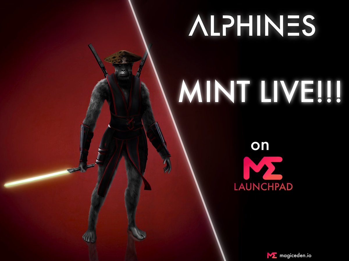 🔥PUBLIC MINT IS LIVE🔥

EVERYBODY can mint NOW! 🚨

OFFICIAL MINT LINK: magiceden.io/launchpad/alph…

#Solana #SolanaNFT #NFT #NFTdrop #NFTCommunity #SolanaNFTDrop #Mintingnow #mint #NFTs