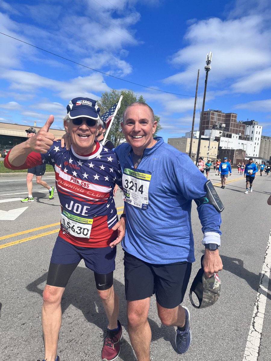 jlawrence1967's tweet photo. What do you do at the 12 mile mark of the Indy Mini? You find your School Board President @JoeForgey &amp; take a picture. @NobSchools https://t.co/PlFLMxMILN