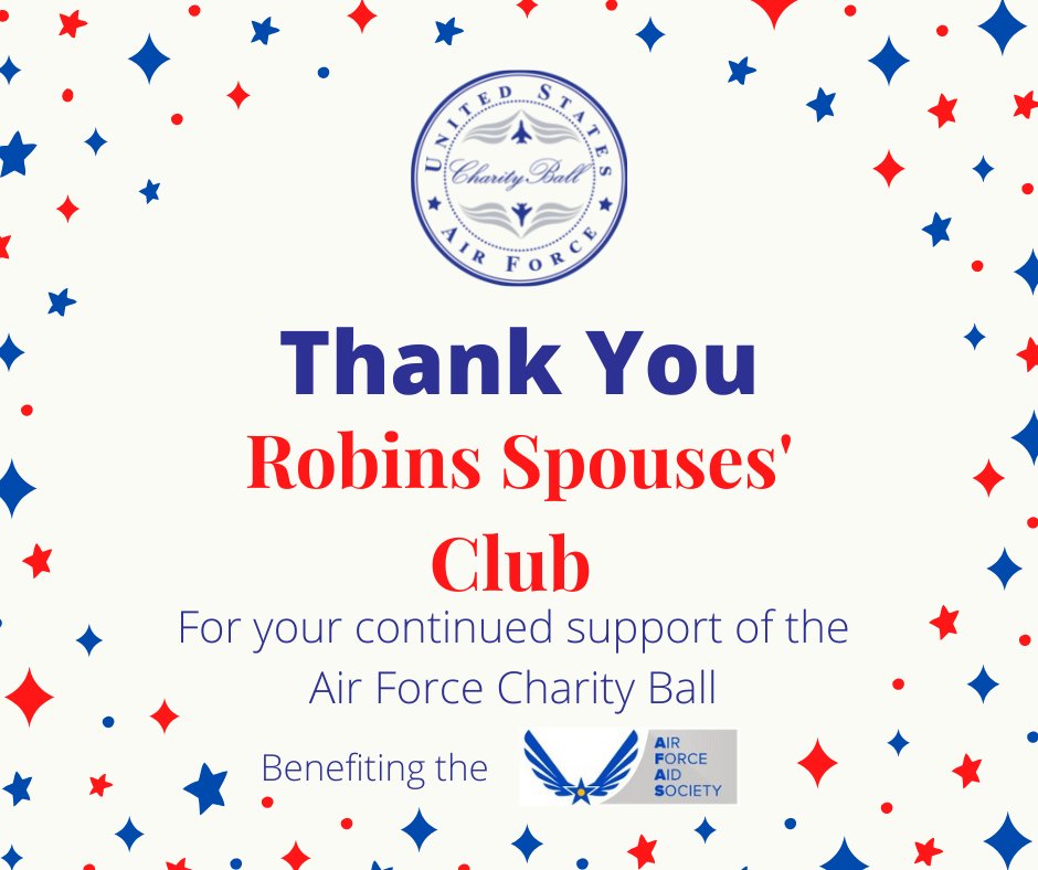 AirSpaceGala's tweet photo. We would like to thank the Robins Spouses' Club for supporting our Airmen and Guardians. We appreciate your very generous support of the Air Force Charity Ball.  

https://t.co/oAqDvu9Pp5
@RobinsSpousesClub  
@robins_spouses_club

 #afcb2022 #AirForceCharityBall2022 #AFAS https://t.co/pJo93OMBug