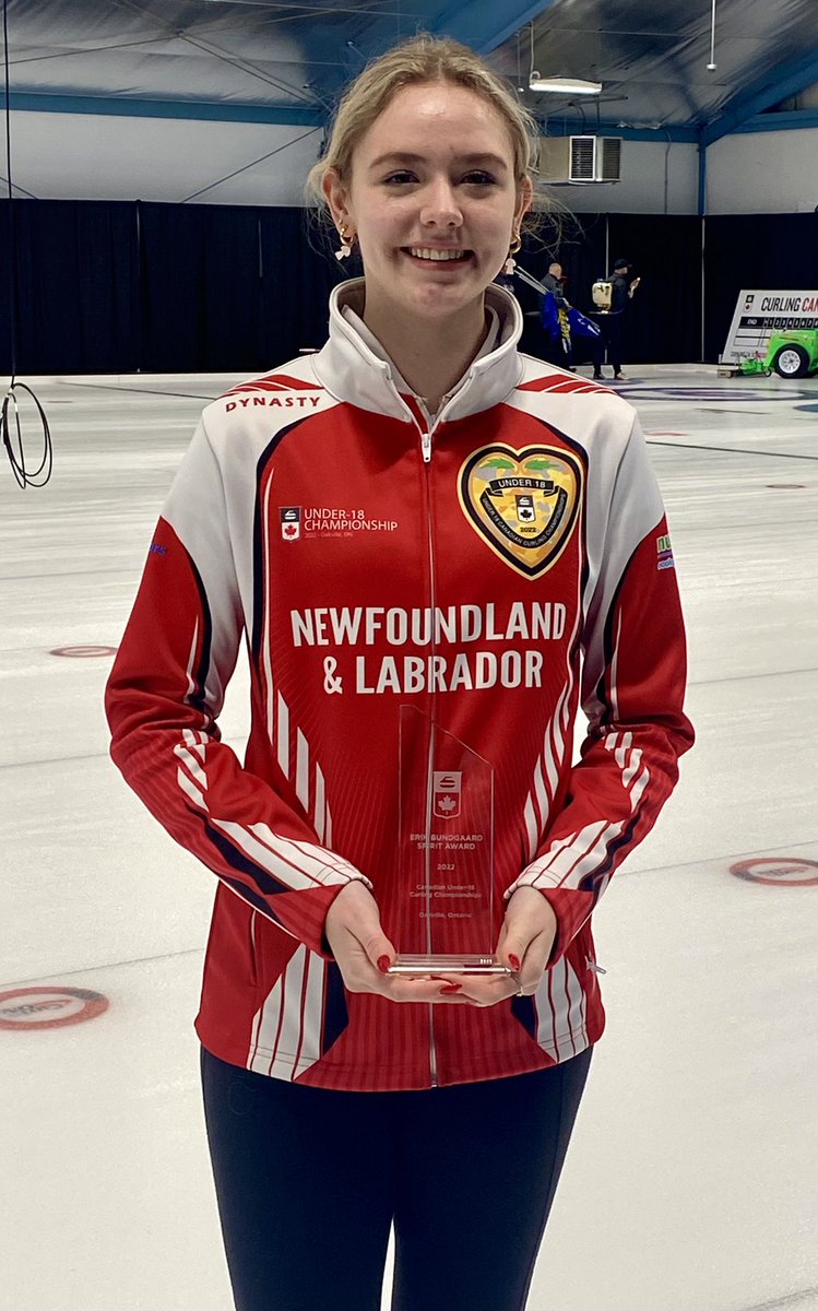 locke_team's tweet photo. The rest of the curling world now know what we have always known. Our lead, Kate Young, won the Spirit Award!!  A fantastic accomplishment that was voted on by her peers. She keeps our spirits up and keeps us going when we are down. WTG,Kate!  We couldn’t be prouder.  @CurlingNL https://t.co/TaawF3cfsY