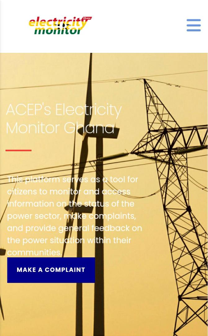 AcepPower's tweet photo. Is #Dumsor back?

Visit https://t.co/2nGzPrzKPQ and hit the Make a Complaint button to report the power situation in your area.

#ACEP
#ElectricityMonitor https://t.co/NfDhA0hAro