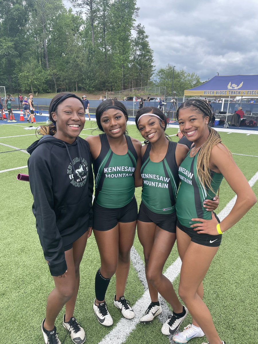 Melissa, Shaniah, DaNya, and Quinn. These ladies have qualified for the State Championships in both the 4x100 &amp; 4x200!  Great job today!