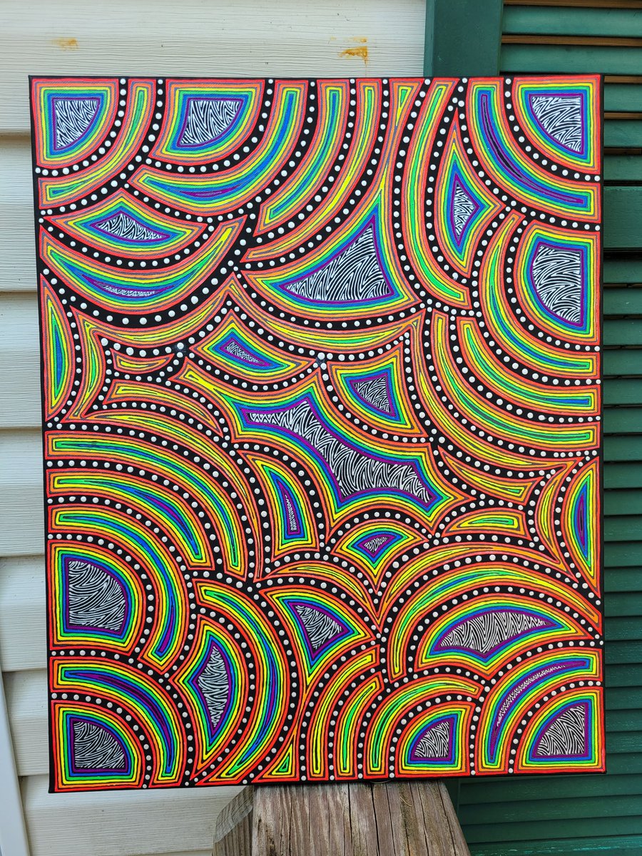 New painting. It's been a while! #Psychedelicart #ArtistOnTwitter #Rainbow #Trippyart
