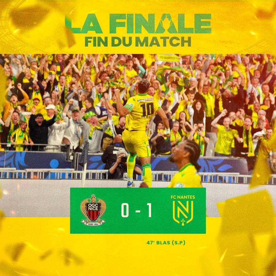 FC Nantes overcome a 21-year trophy drought as they lift the Coupe de France