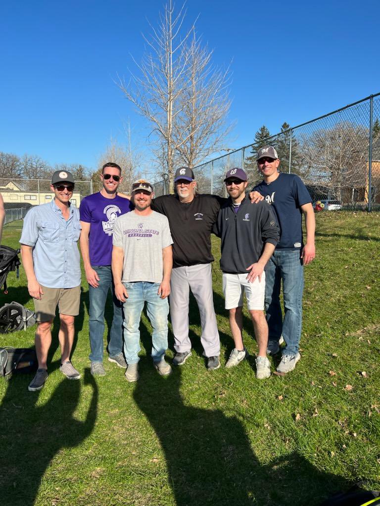 WinonaStateBase's tweet photo. Thanks to the former WSU players who stopped by to watch Coach Poock in his final NSIC regular season games at Concordia St. Paul! https://t.co/sooZbx5kus