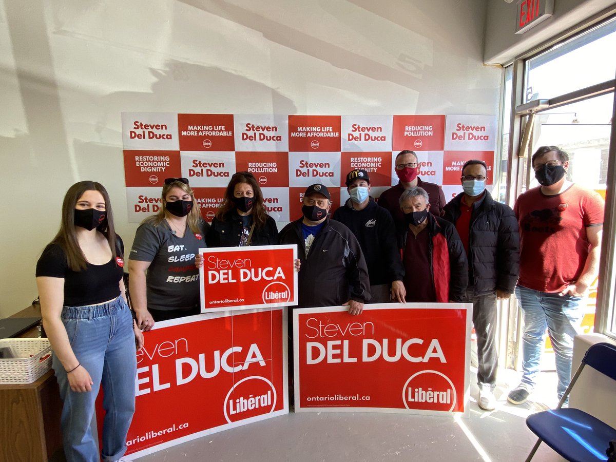A great day at the doors for Team <a href="/StevenDelDuca/">Steven Del Duca</a>! Thanks to <a href="/OntLiberal/">Ontario Liberal Party | Parti Libéral de l'Ontario</a> President <a href="/_BrianJohns/">Brian Johns 🎈🇨🇦</a> and MP <a href="/fsorbara/">Francesco Sorbara</a> for joining us in #Vaughan #Woodbridge #onpoli