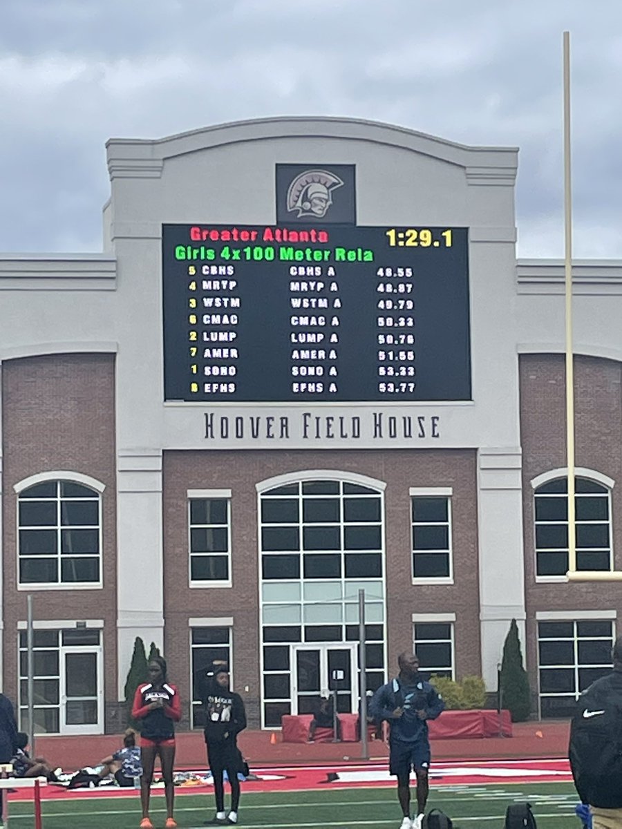 GIRLS 4X100 (LAURYN PERRY, AMERAE BEVERLY, OLIVIA OWENS, M’KAYLAH JACKSON) PUNCHES THEIR 🎟 TO THE STATE CHAMPIONSHIP WITH A NEW SCHOOL RECORD! 48.55!!!!