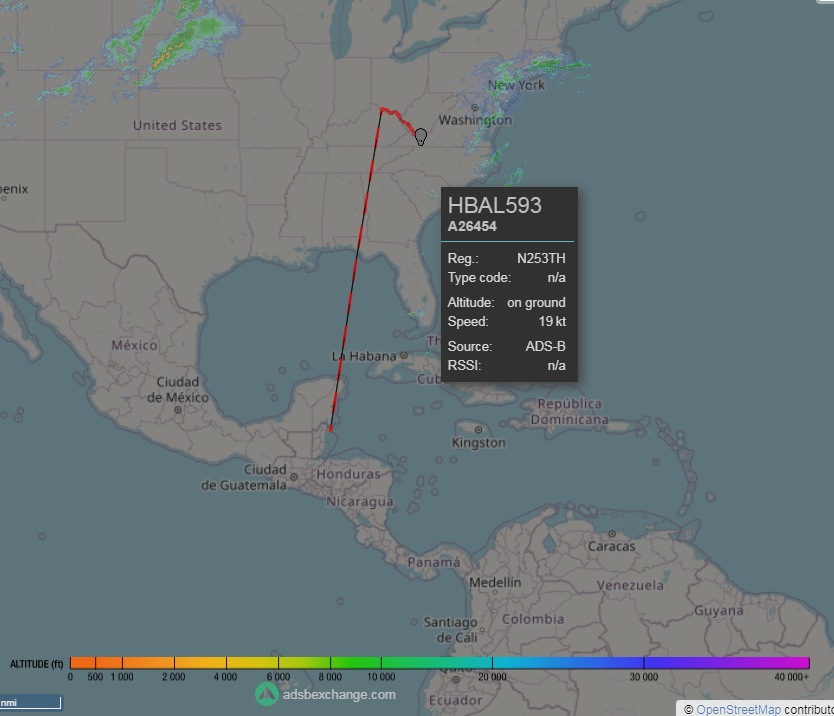 stratoballoon's tweet photo. Another possibility is that the unknown balloon is #HBAL583 which was last seen on ADS-B on May 3rd above the Gulf of Mexico. 

That day was launched #HBAL593 from Baltic (SD) **WITH THE SAME ICAO HEX IDENTIFIER** provoking at some time some kind of "overlapping of the 2 tracks. https://t.co/9HmiRfE7v8