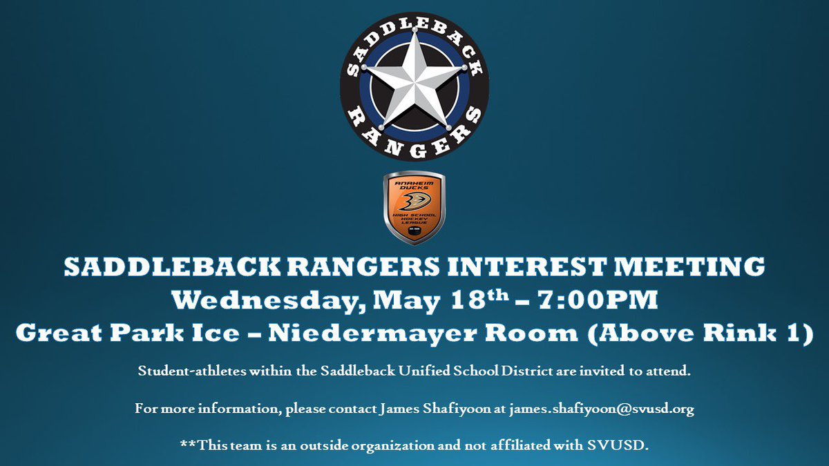 Saddleback returns! The Rangers hockey program is back for the 2022-2023 #ADHSHL season.

For more information, check out the graphic below👇