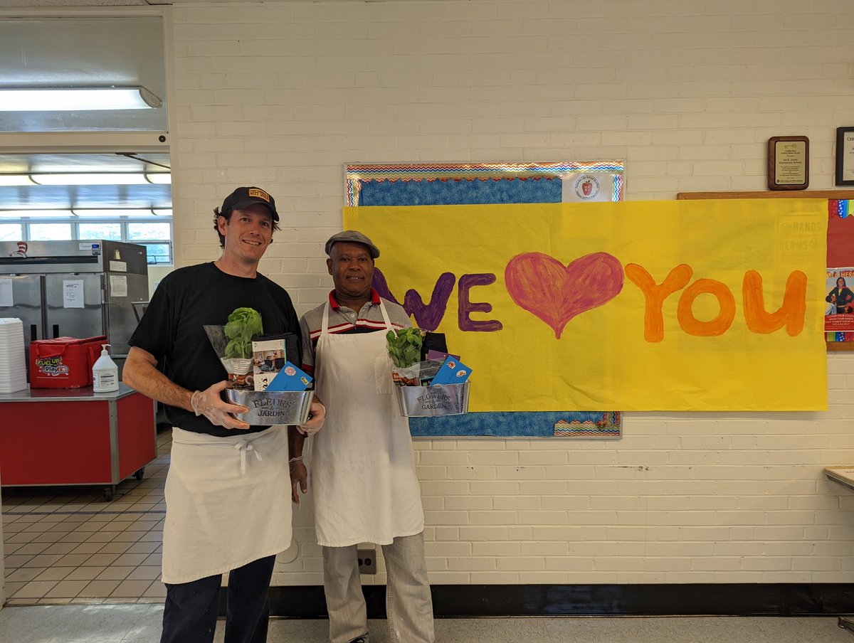 We have the best child nutrition staff at Jones. We enjoyed honoring Mr. Holt and Mr. Brown yesterday on School Lunch Hero Day. #NoPlaceLikeJones