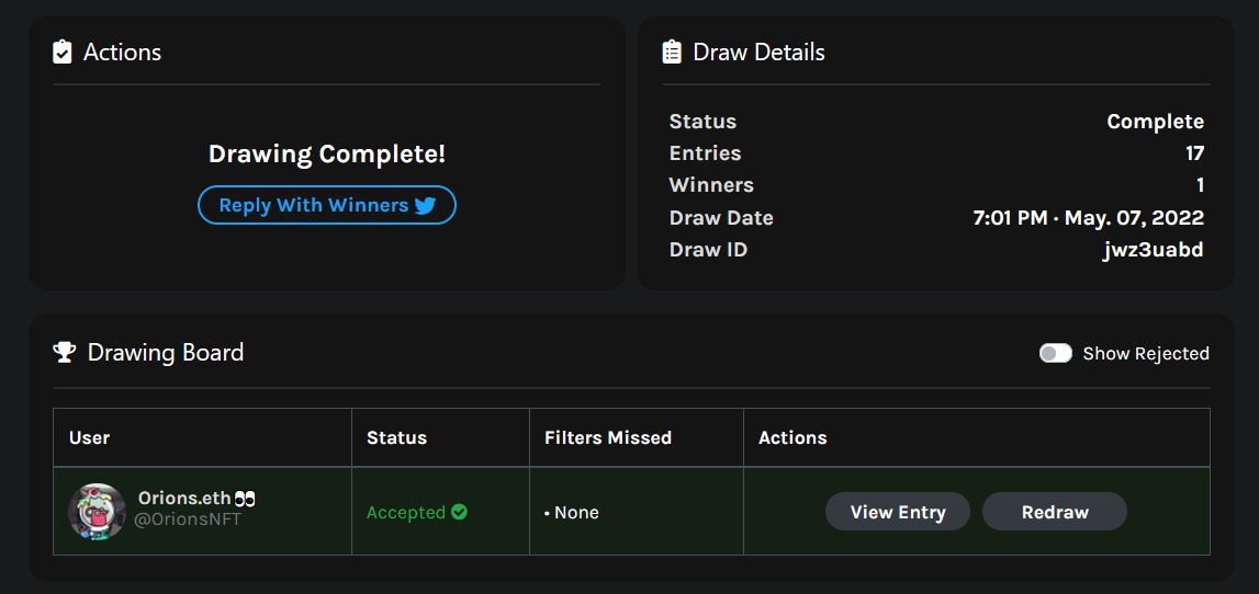 EscapedCham's tweet photo. @Chameleon_NFT Winner 🏆: @OrionsNFT! 
Congratulations! Please DM me your wallet so I can your prize ☺️

✔️ https://t.co/klMdY0HBqV https://t.co/TxrPsCTMPw