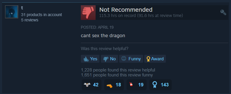 bringstrom's tweet photo. And the winner of the all time best Steam review goes to... https://t.co/C4XwOLHAWq