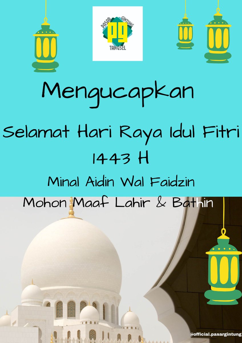 Mohon Maaf Lahir &amp; Bathin🙏
#latepost #latepost
#happyramadhan
#IdulFitri
#EidFitri
#pasargintung
#pusatoleholeh
#tangsel 

Selamat Merayakan Hari Raya Idul Fitri 1443 H bersama keluarga tercinta. Minal Aidin Wal Faidzin🙏