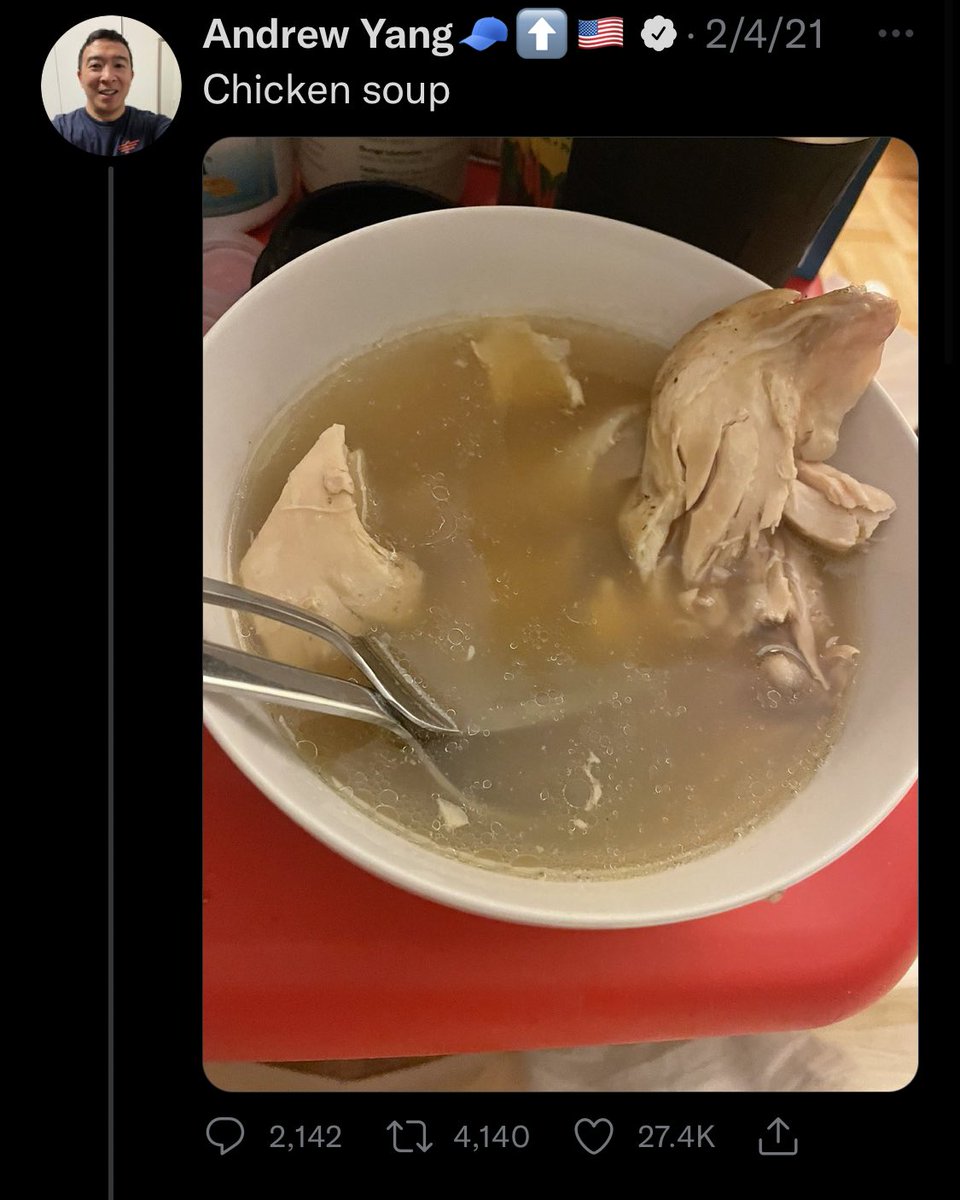 Andrew Yang chicken soup. (2021)